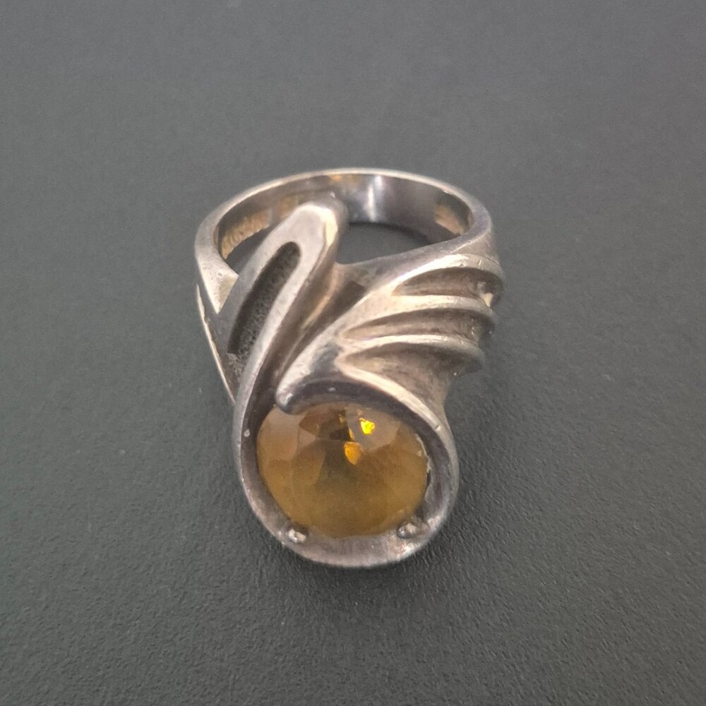 Retired Silpada Metallic Mix Citrine Amber Sterling Silver Ring Size 7